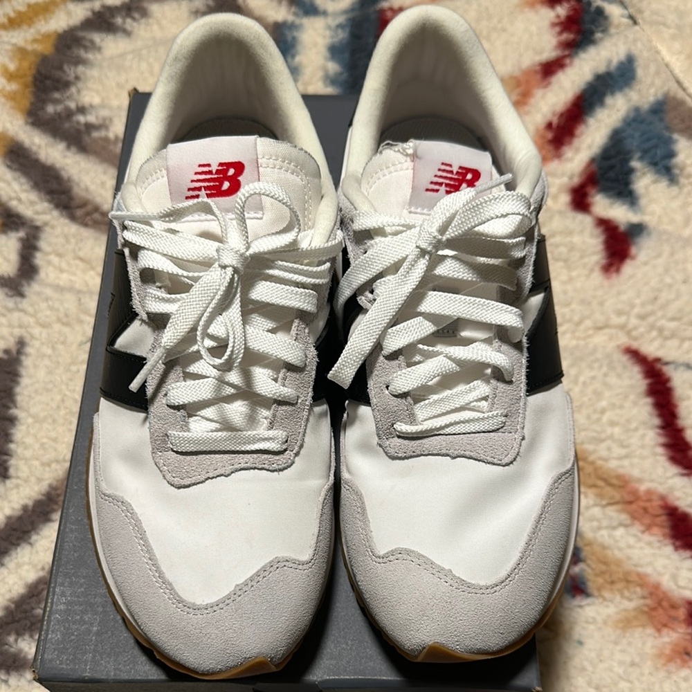 New Balance White & Gray Sneakers with Black Accents